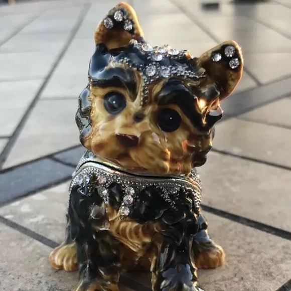 Other - Yorkie Bejeweled Trinket Box with magnetic closure